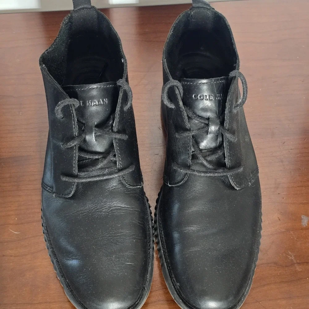 Cole Haan Zerogrand Chukka Boots Shoes Black Leather Dress C26198 - Mens Size 10